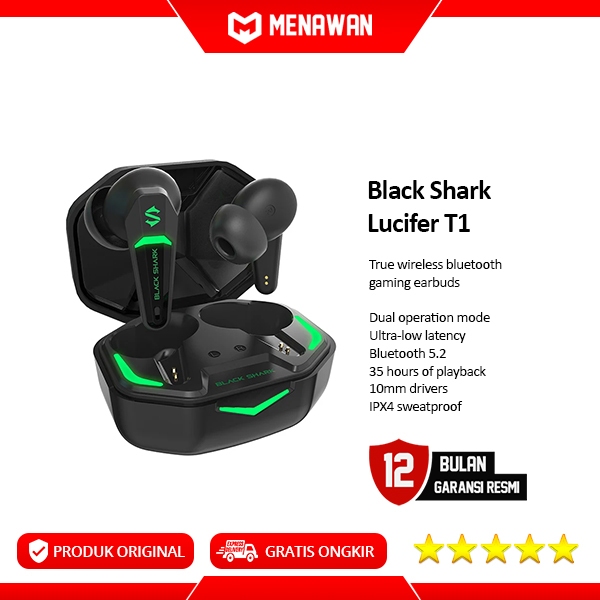 Black Shark Lucifer T1 TWS Gaming Earbuds Earphone Bluetooth Headset Wireless Original