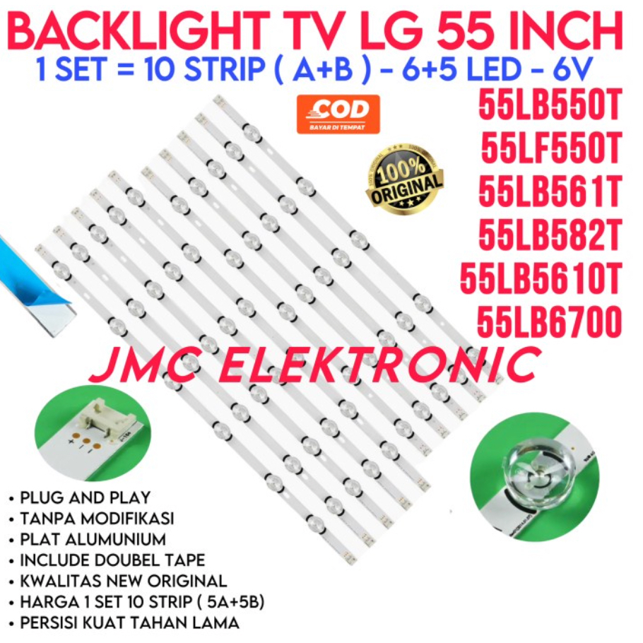 BACKLIGHT TV LED LG 55 INC 55LB550T 55LF550T 55LB561T 55LB582T 55LB5610T 55LB6700 55LB550 55LF550 55