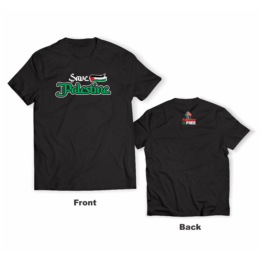 Kaos SAVE PALESTINE | Tshirt Dakwah SAVE PALESTINA | Baju Distro Pria / Wanita Dewasa - Free Palesti