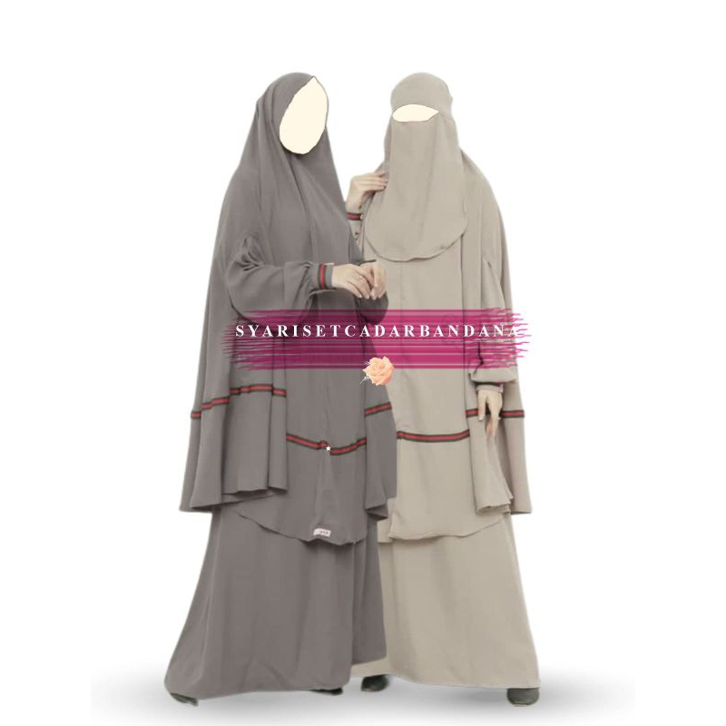 daripuspitaid / Baju Gamis Syari Muslim Wanita Dewasa Polos Set Khimar Free Cadar Niqob Bandana Prem
