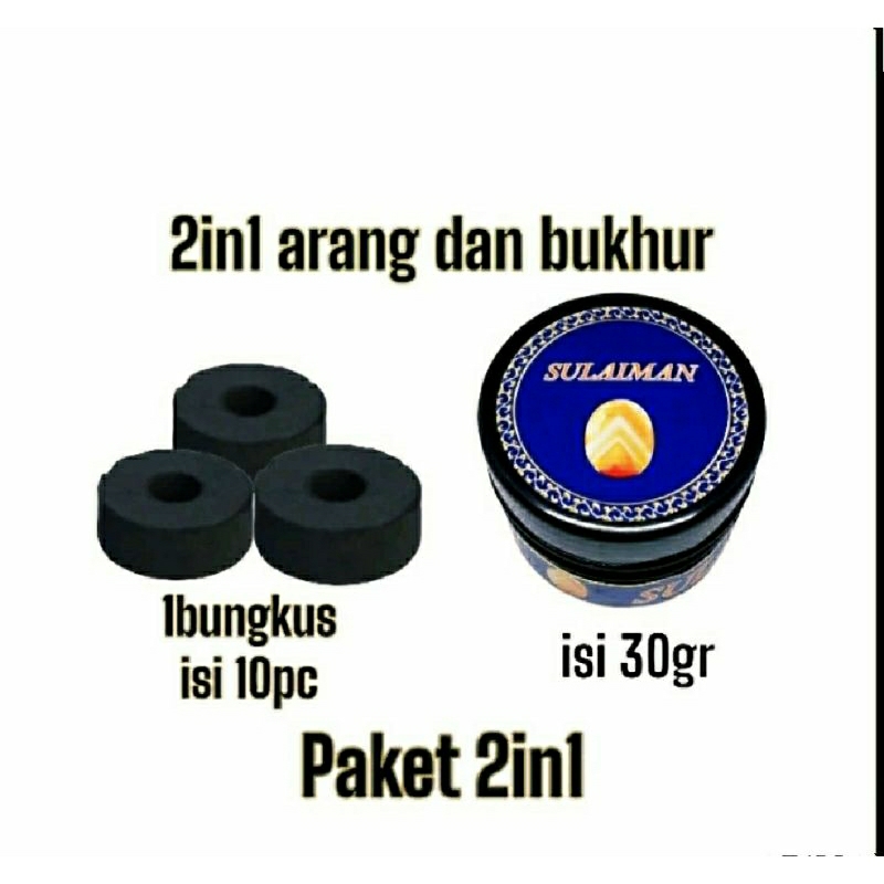 paket bukhur 2in1 buhur sulaiman isi 30gr dan arang isi 10pc