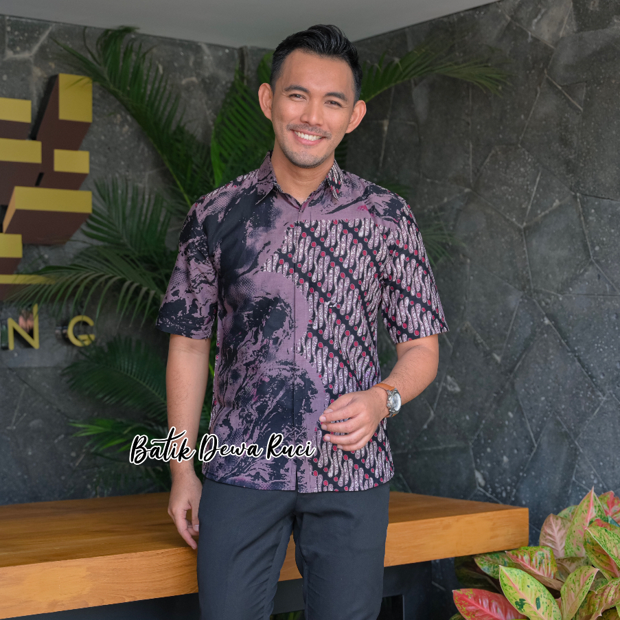 AIRLANGGA PENDEK Kemeja Batik Slimfit Full Furing Bahan Katun Halus High Quality