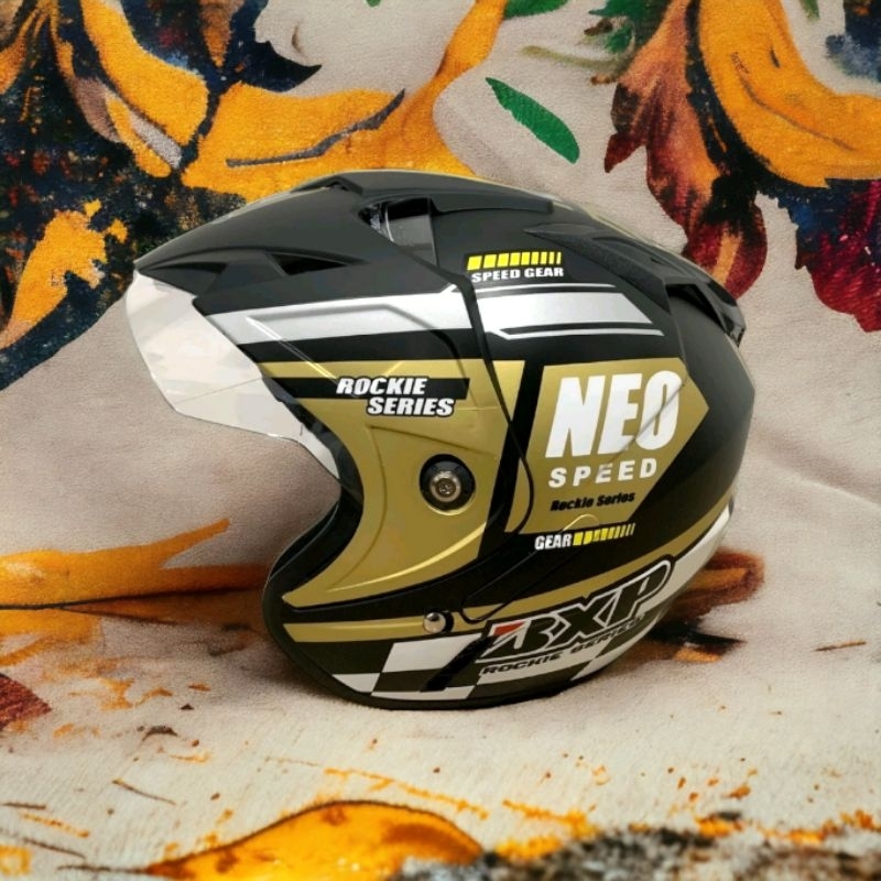 Helm GL Neo Speed Gold Doff - Helm 1 Kaca - Nyaman Empuk Helem Dewasa - SNI