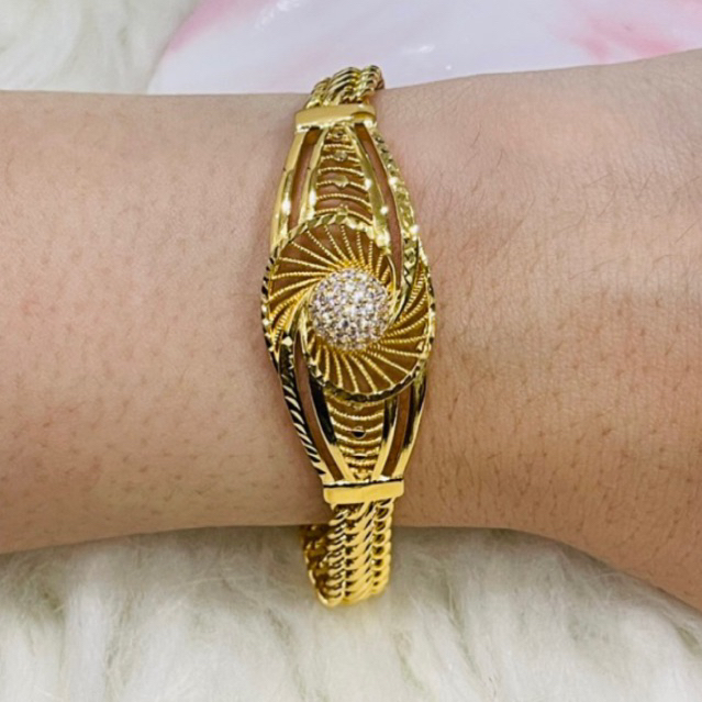 gelang holo permata bulat simple elegant emas asli kadar 700