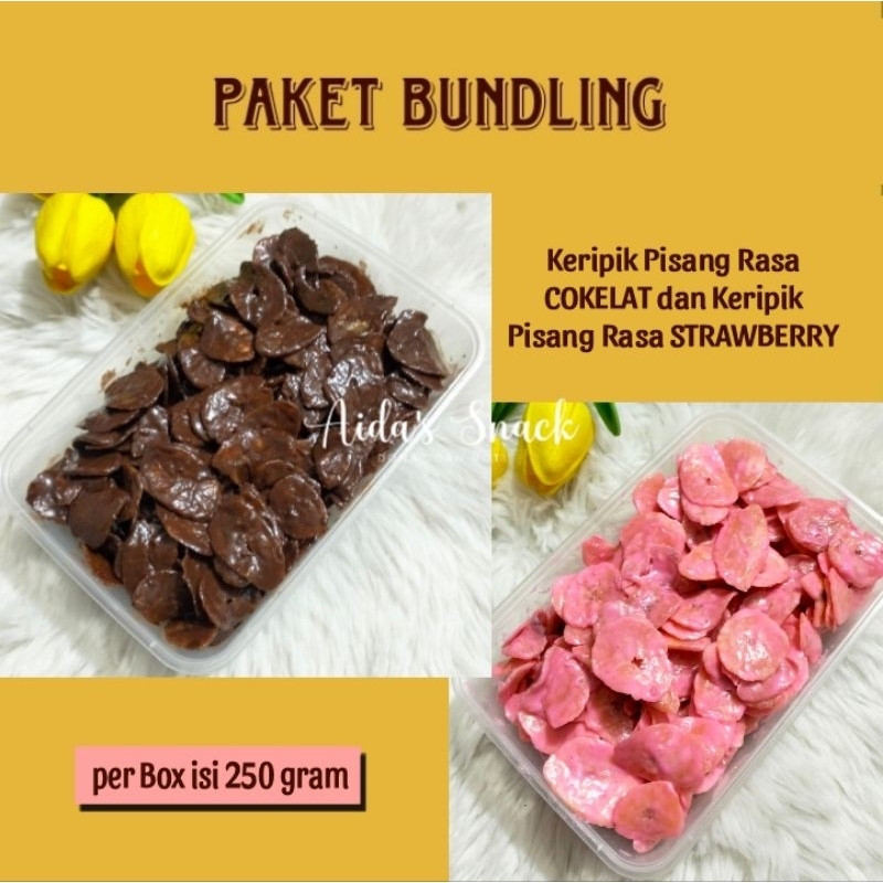 

Paket BUNDLING Keripik Pisang Coklat Lumer Rasa COKLAT dan STRAWBERRY