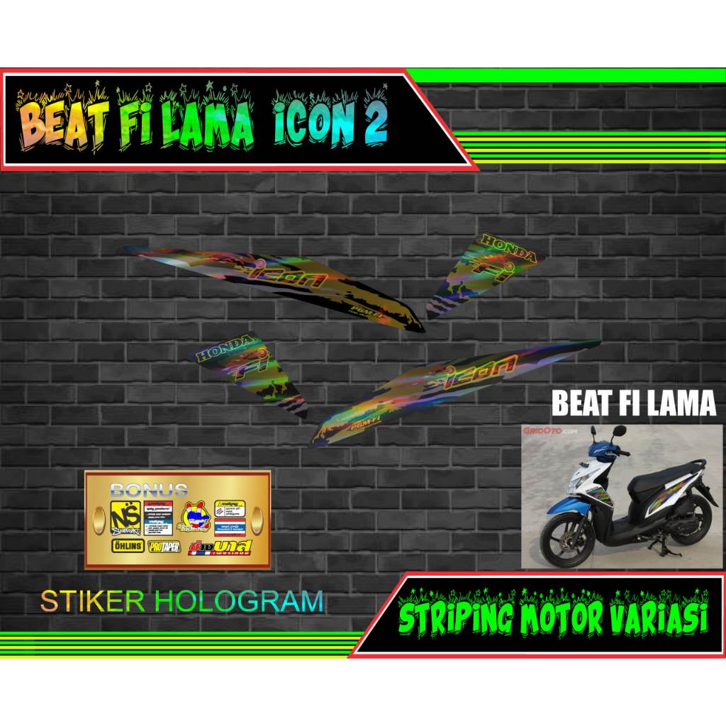 striping stiker hologram variasi motor honda beat fi lama icon 2