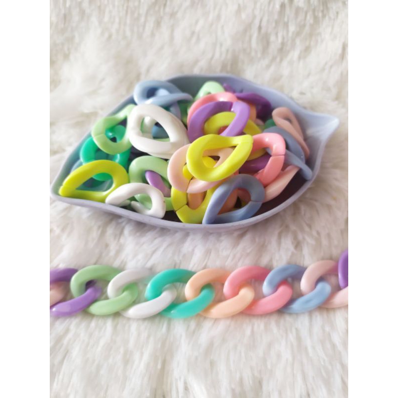 MANIK SUSU BAKAL RANTAI PLASTIK PASTEL , RANTAI AKRILIK , RANTAI PASTEL
