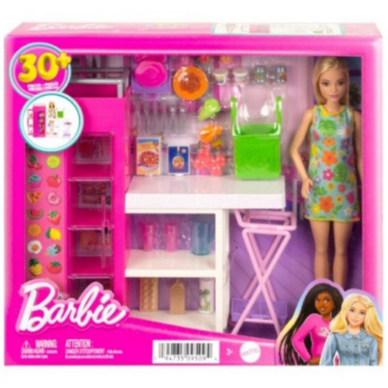 Boneka Blonde Barbie Doll Ultimate Pantry Dapur Playset