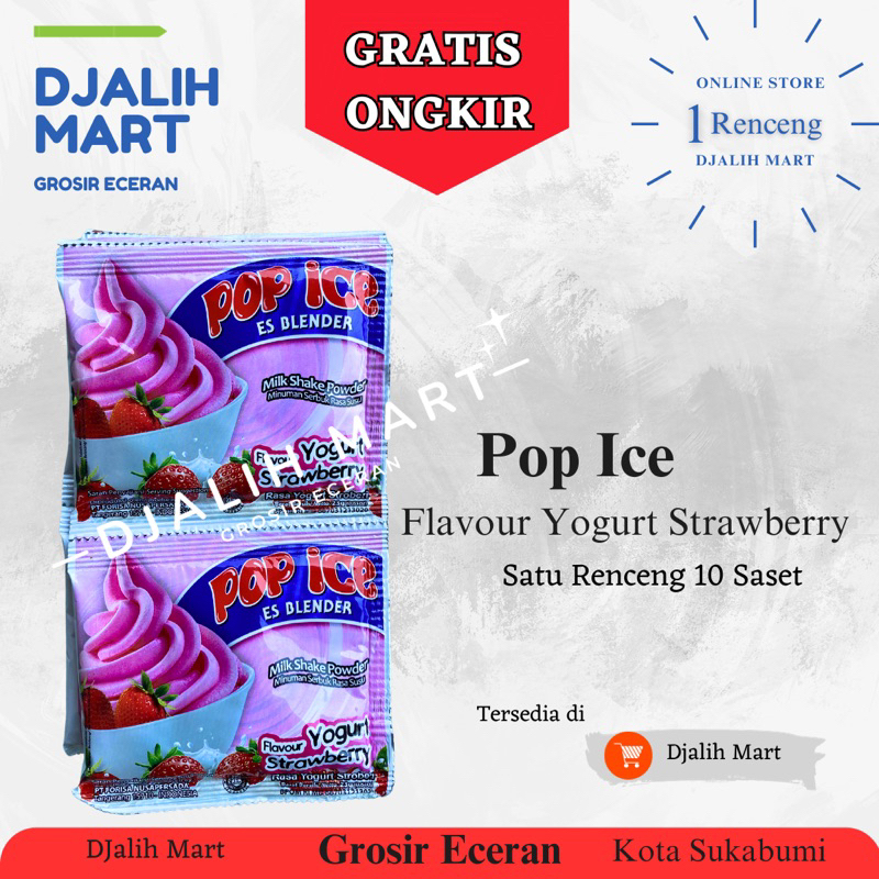 

Pop Ice Milk Shake Powder Rasa Yogurt Strawberry 10pcs