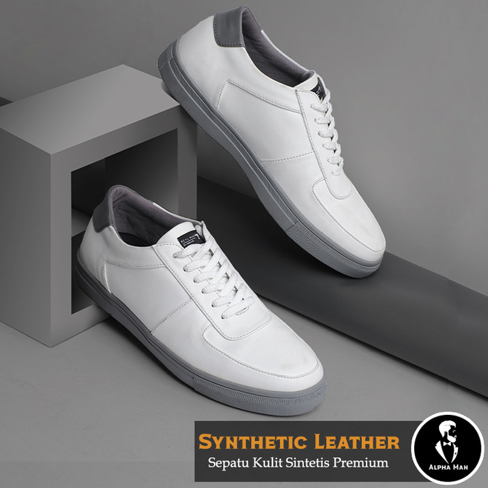 FAMO WHITE GREY AlphaMan x Reyl Sepatu Sneakers Pria Casual Shoes ORIGINAL