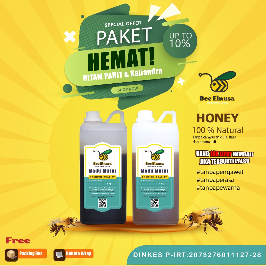 

PAKET HEMAT madu Hitam Pahit & madu Kaliandra 1kg premium