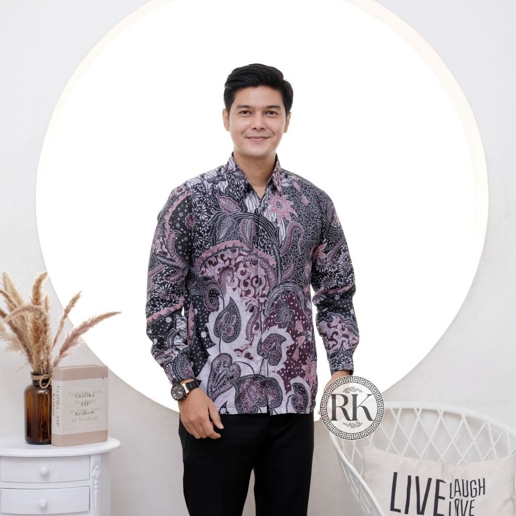 BAJU BATIK PRIA PREMIUM TERLARIS LILAC ORIGINAL