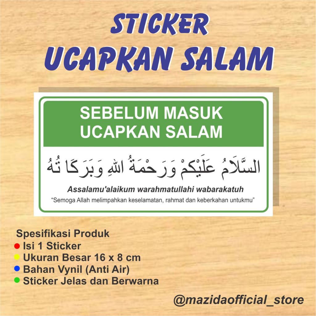Sticker Ucapkan Salam Sebelum Masuk Rumah Anti Air