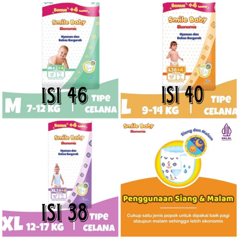 Goon Smile Baby Popok Celana Bayi Ekonomis M46 L40 XL38