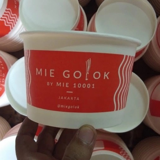 sablon paper bowl rice bowl 360ml 1 warna desain anda plus tutup