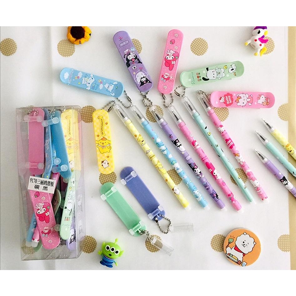 

(12 PCS) PULPEN GEL SANRIO 9170 GANTUNGAN SKATEBOARD / BALL PEN / PENA