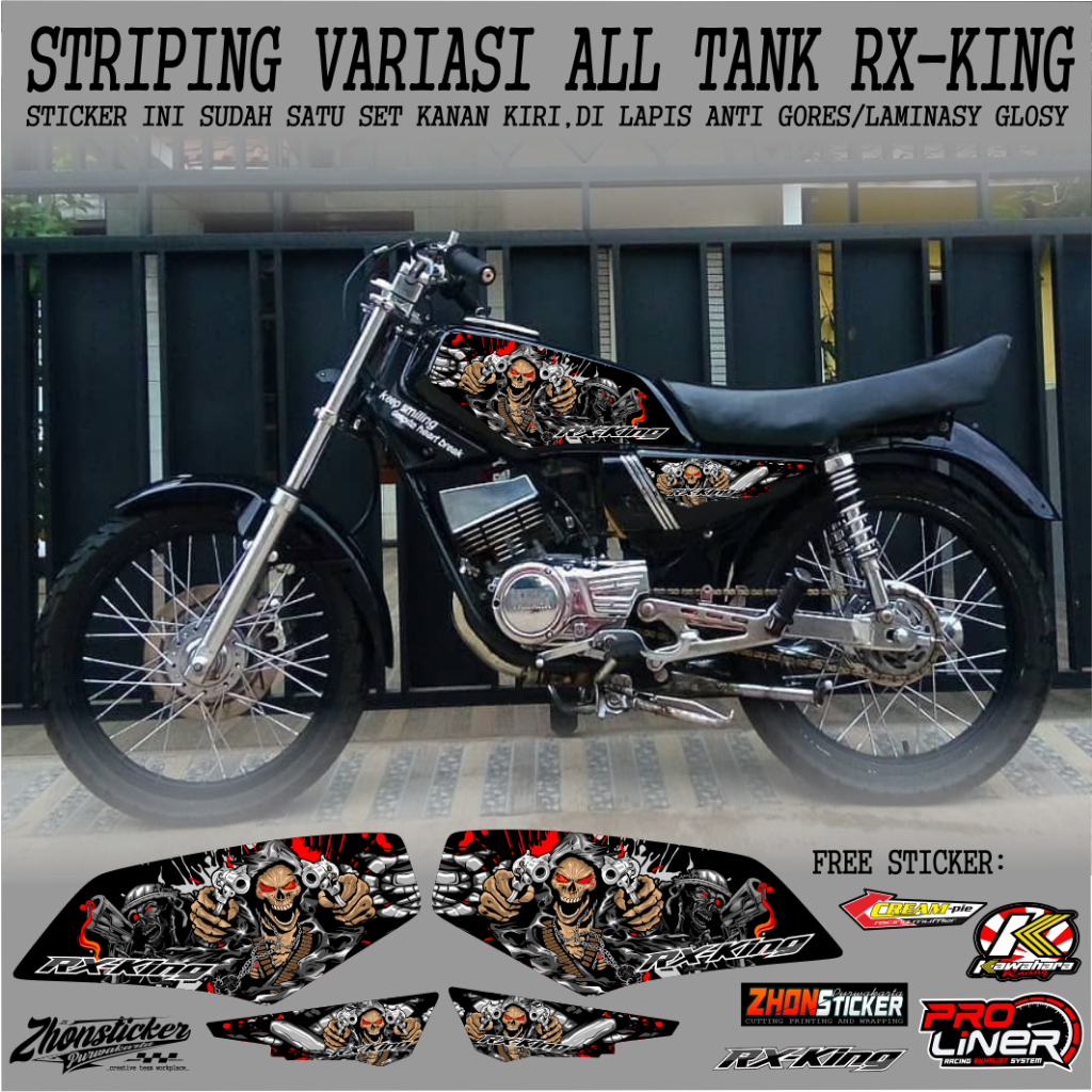 striping variasi | yamaha rx-king | motif tengkorak sticker polet tanki rx-king