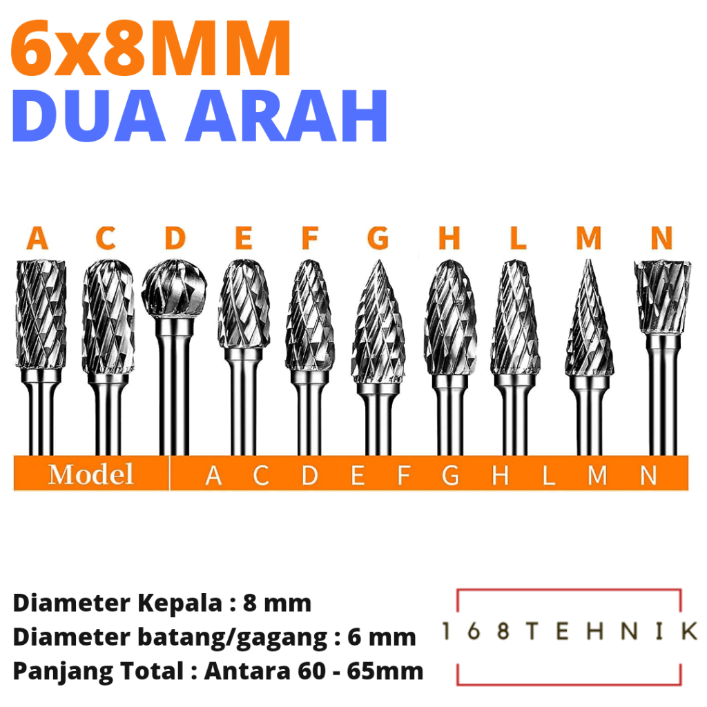 ROTARY BURR 6x8 mm CARBIDE ROTARY FILE / MATA BOR TUNER / ROTARY BURR TUNER / MATA CUNER / ROTARY CA