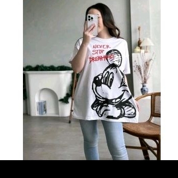 Kaos Wanita Jumbo LD 120 bahan cotton motif Mickey Mouse