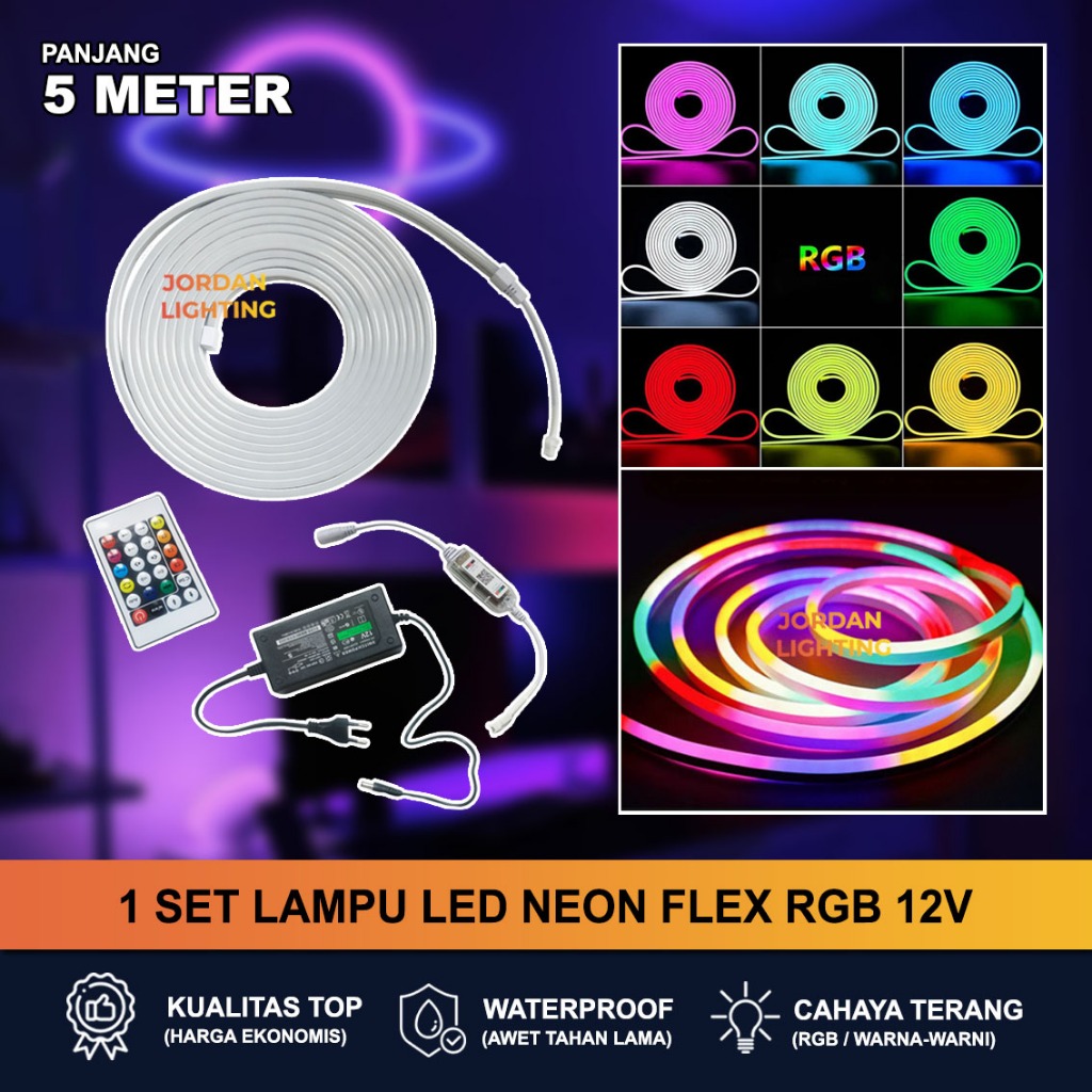 Lampu Neon Flex LED Strip RGB 12V 5 Meter IP65