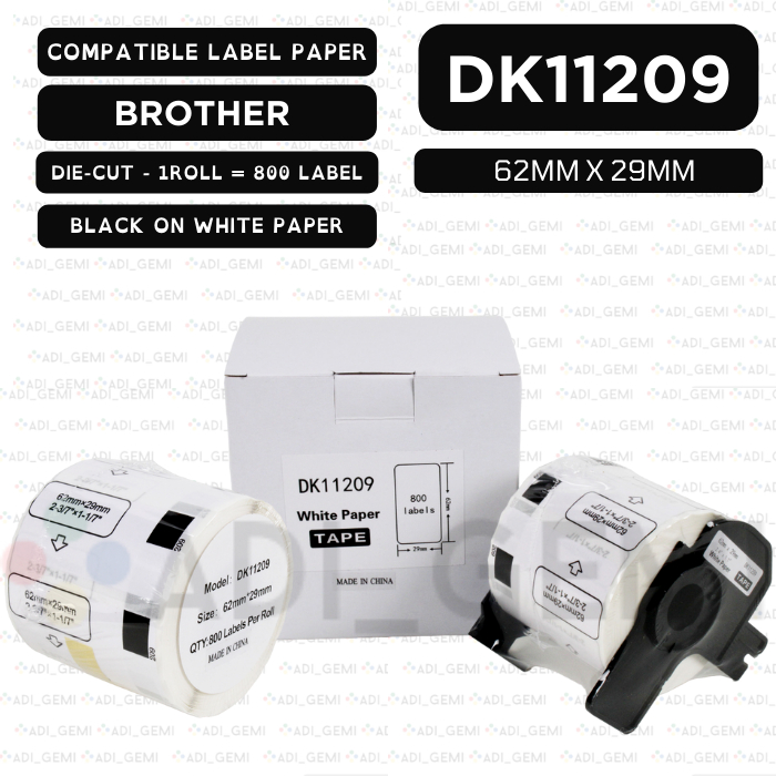 

COMPATIBLE LABEL PAPER BROTHER DK-11209 - 62MM X 29MM - QL-500 QL-820NWB QL-1050 QL-1100