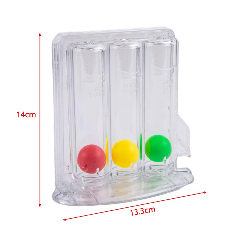 Latih Nafas dengan Mudah! Respirometer Incentive Spirometry Fisioterapi Respiratory Spirometer dengan 3 Bola Pengukur untuk Mengatasi Masalah Pernapasan Breathing Paru