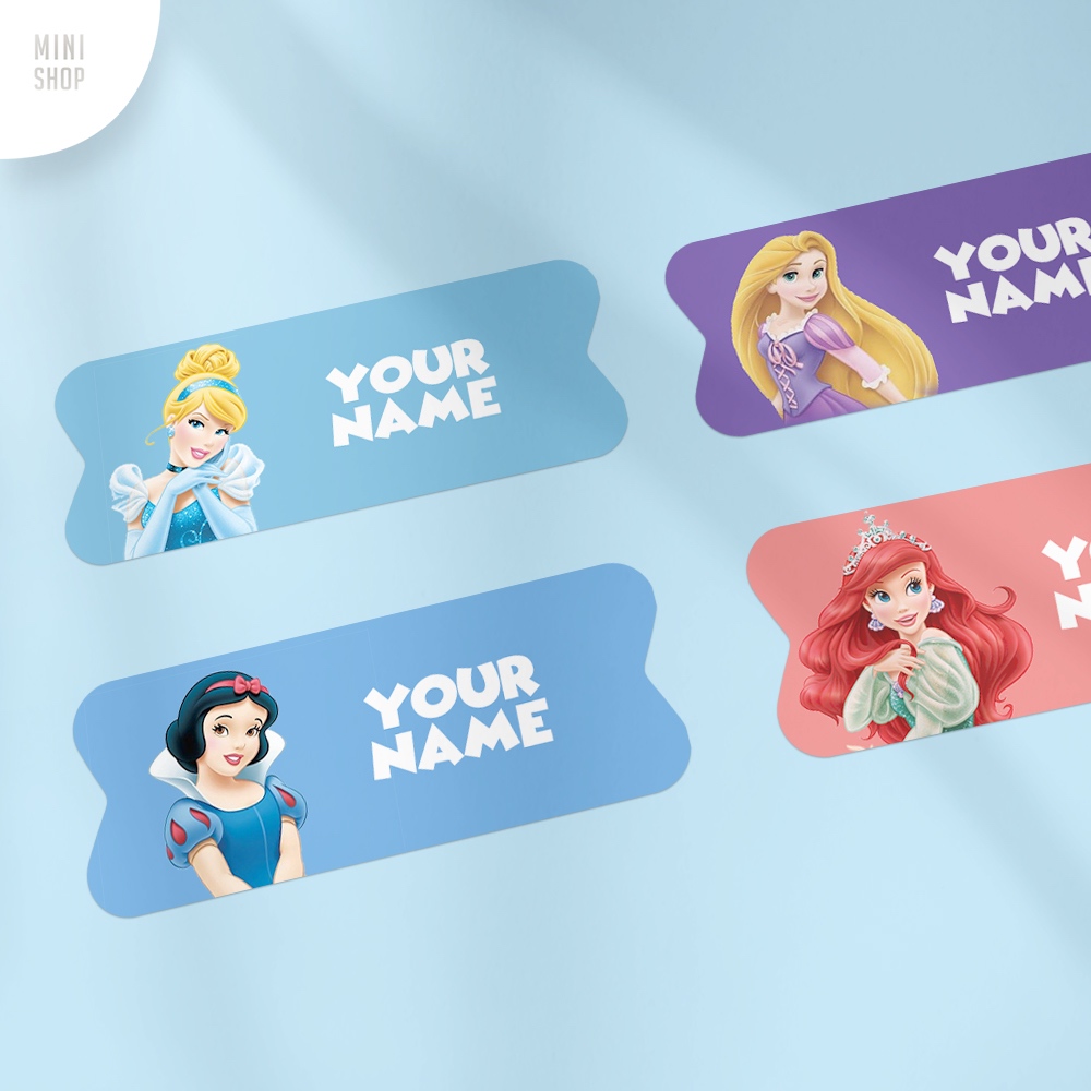 

Stiker Nama Custom Waterproof Princess ( Cinderella Snow White Ariel Mermaid Rapunzel )