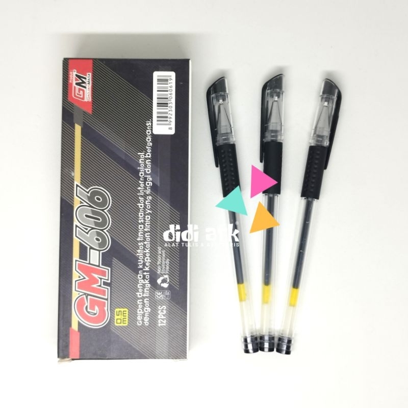 

Pulpen Gel GM-606 0.5mm Warna Hitam 1 Pak isi 12 Pcs