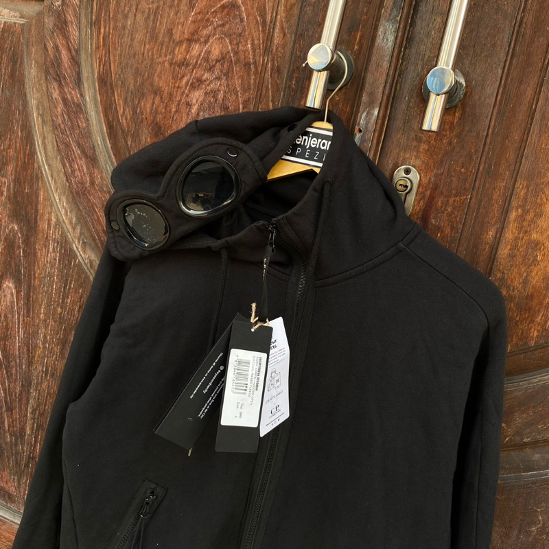 Zipper Hoodie Cp Company Diagonal Fleece Black CLG