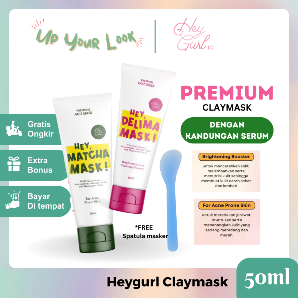 ✨Up Your Look✨ Heygurl Claymask serum Delima Mactha masker wajah organik