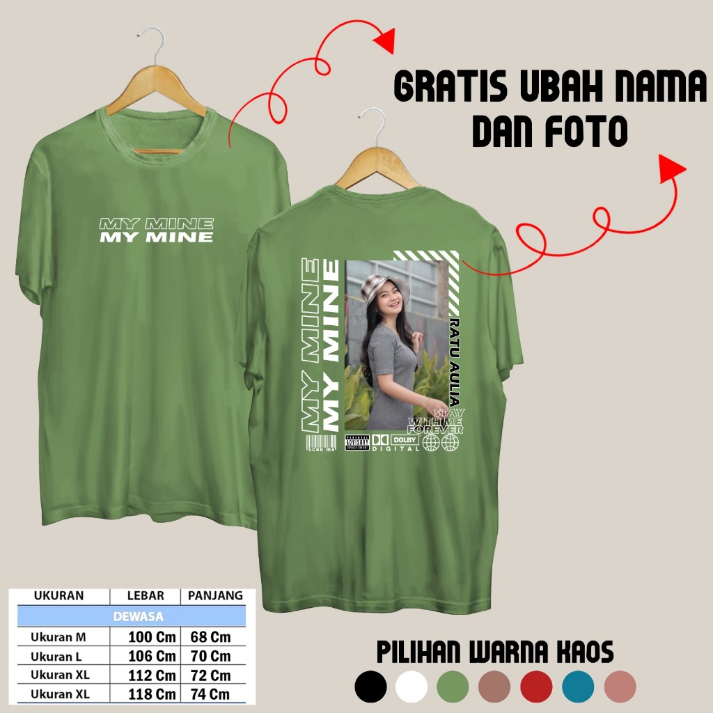 Kaos Baju Bucin Custom Aesthetic Foto My Mine / Kaos Foto Sendiri / Cetak DTF