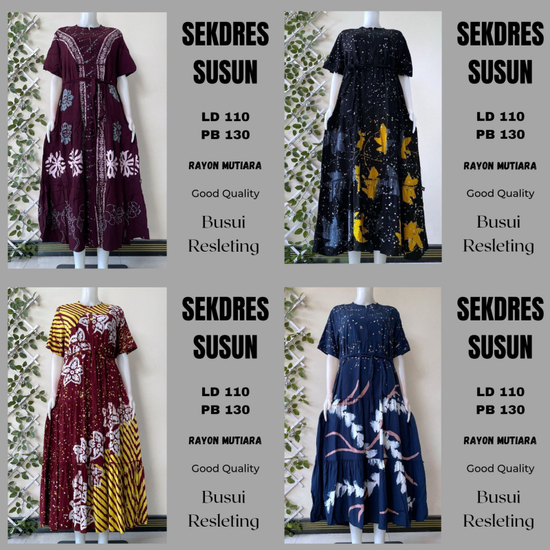 ARIEFA BATIK - TERLARIS SEKDRESS SUSUN - DRESS BATIK CAP - SEKDRESS RAYON CANDI MEKAR - DRESS TIE DY