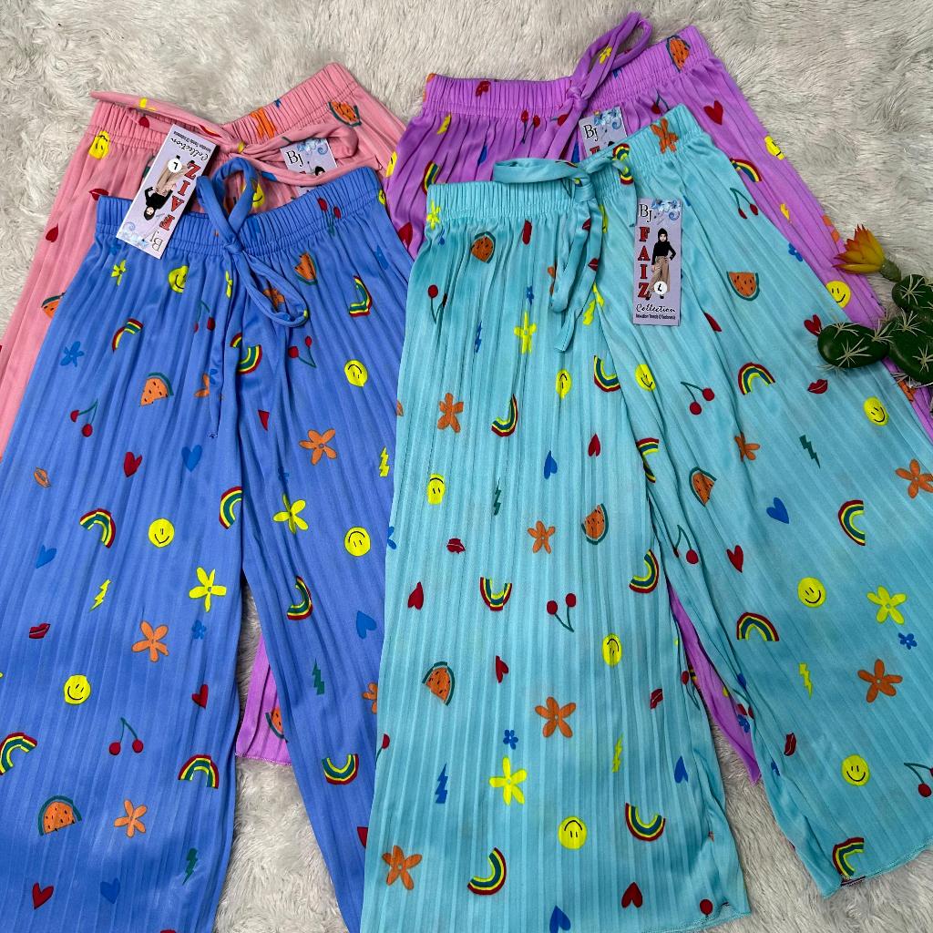 Kulot sakura anak - anak 3-12 tahun size M-XXL / celana kulot plisket anak motif bunga cherry - kulot anak viral