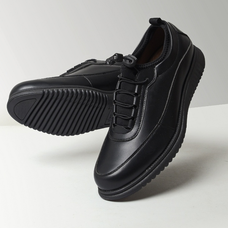 Volve Wave Black - Sepatu Casual Formal Kerja Kasual Pria Pesta Pantofel Hitam Pria Cowok