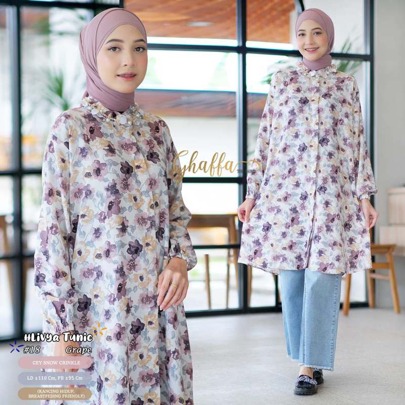 LIVYA TUNIK / TUNIK MOTIF BUNGA bahan KELLY CRINKLE LD110 by GHAFFA THE LABEL