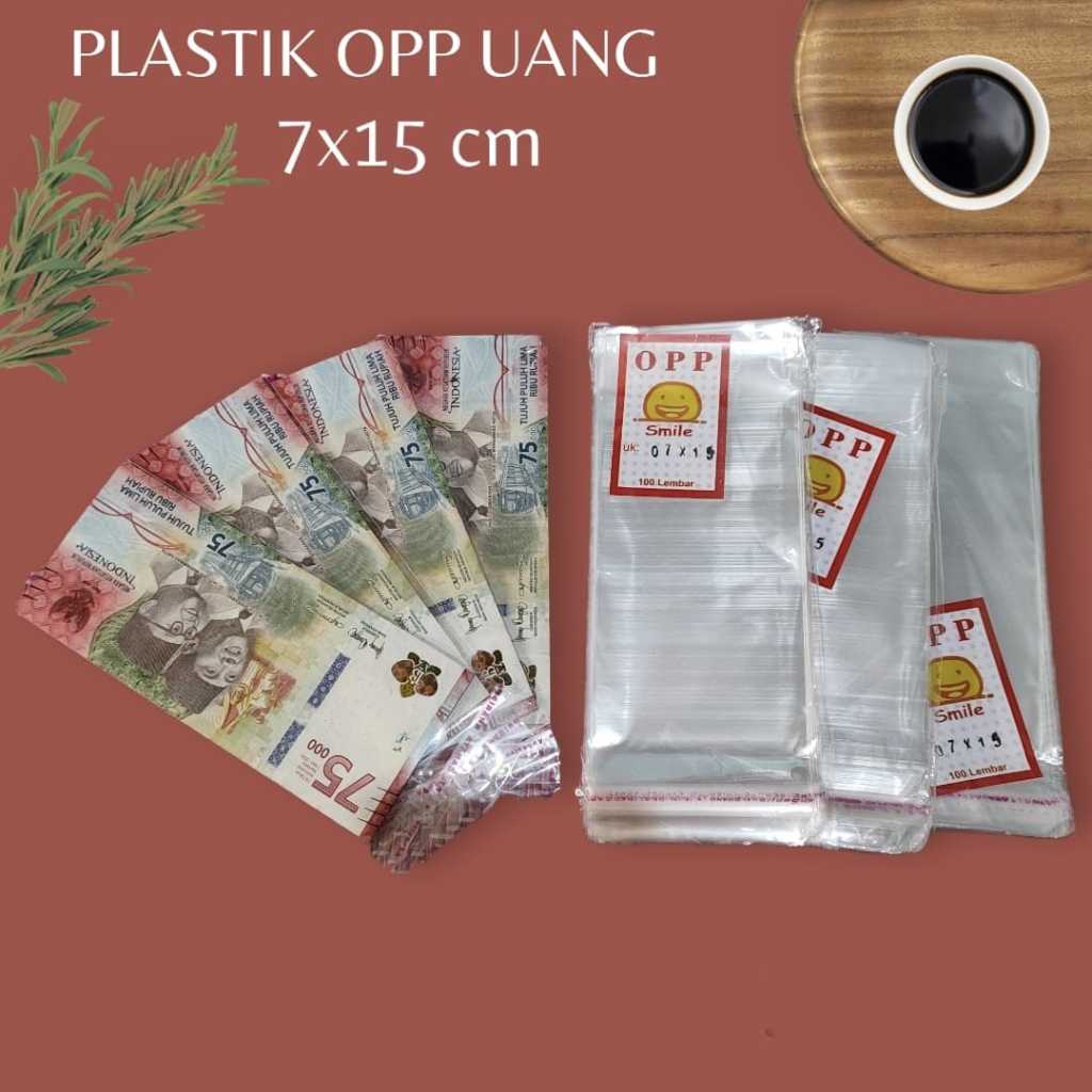 Plastik OPP Uang Lem Seal 7x15 cm / Plastik Money Bucket isi 100 Lembar