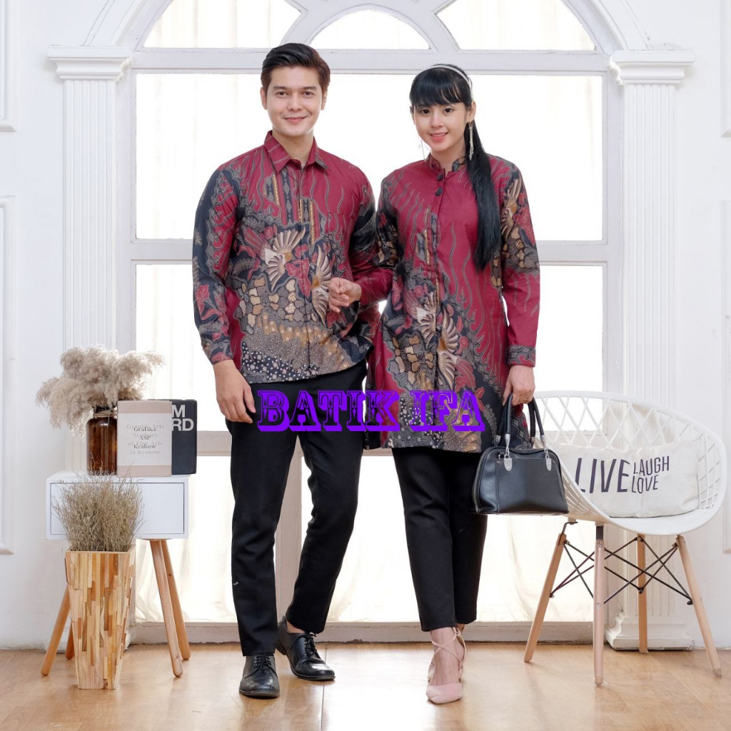 Harga Sepasang - Baju Batik Couple Pasangan Atasan Kemeja dan Tunik - Batik IFA