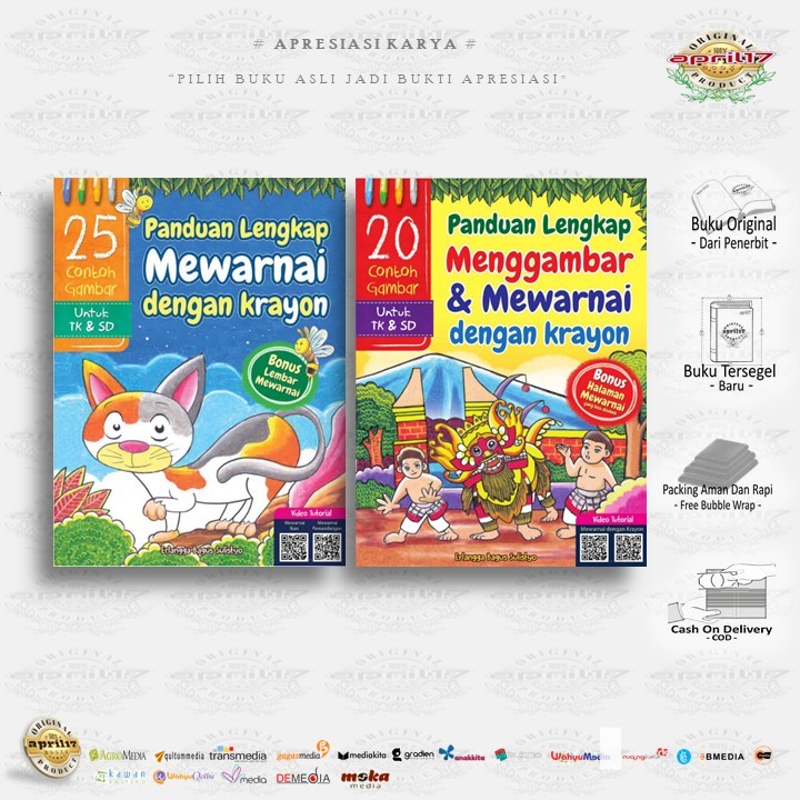 Buku anak : PANDUAN LENGKAP MEWARNAI DENGAN KRAYON  / PANDUAN LENGKAP MENGGAMBAR & MEWARNAI DENGAN K