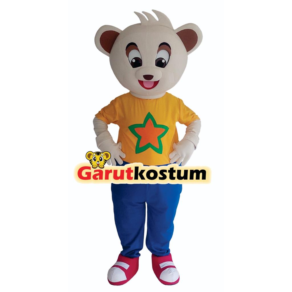 Kostum maskot badut  beruang kuning setelan dewasa lucu karnaval