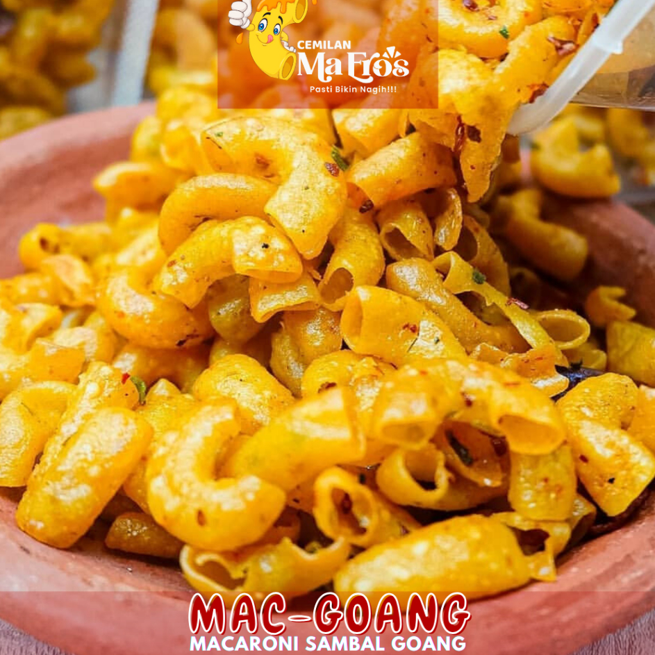 

Bestseller Cemilan MaEros | MAC GOANG – MACARONI SAMBAL GOANG 200 Gram | Cemilan Viral Cemilan Keluarga Kekinian | Bisa COD