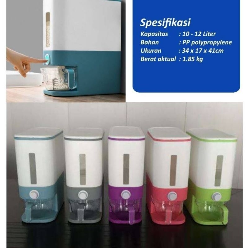 Dispenser Beras 12kg, Tempat Beras 12kg
