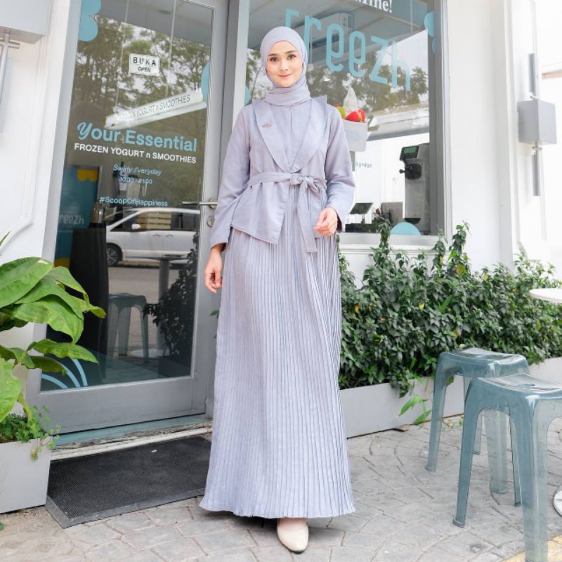 EmmaQueen - Gamis Plisket Dress Casual - Syaski Dress