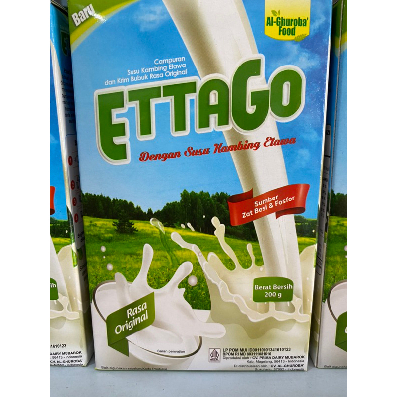 

Susu kambing Ettago Bubuk 200gr Sumber zat besi & fosfor