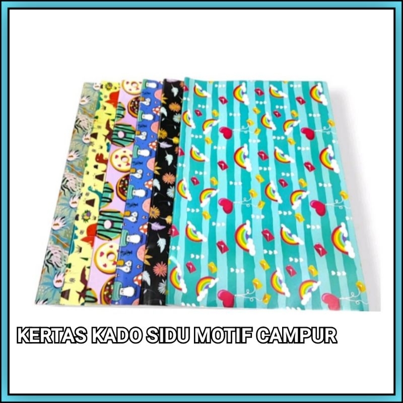 

1 Pak Kertas Kado Motif Campur Sidu / Kiky Isi 50 Lembar