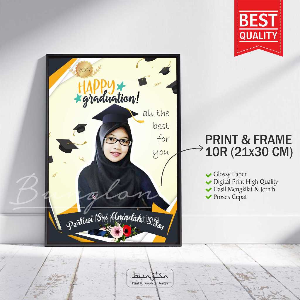 Poster Foto Wisuda, Happy Graduation Bisa Plus Bingkai