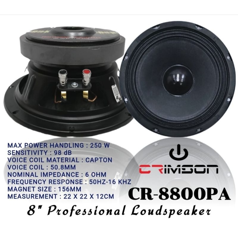 KOMPONEN SPEAKER CRIMSON CR-8800PA SPEAKER 8 INCH CRIMSON CR8800PA