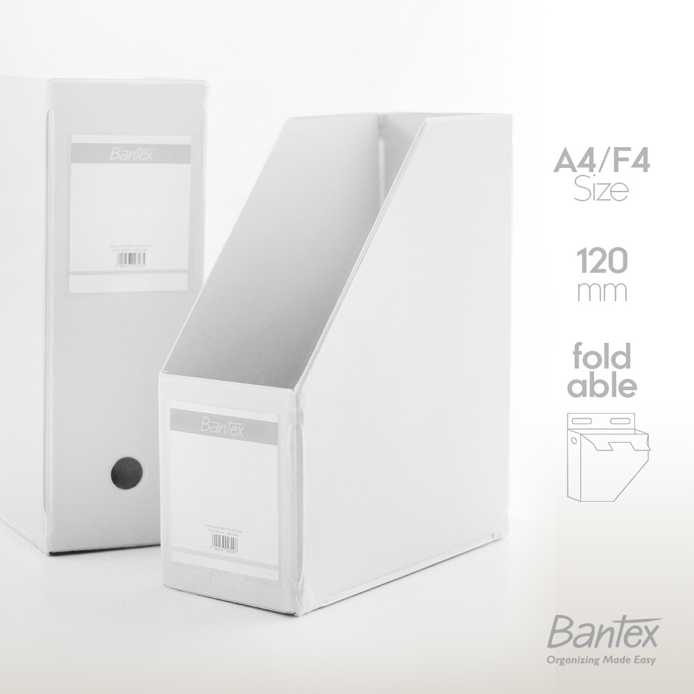 

Bantex Box File / Magazine File A4 F4 Folio Extra Jumbo 120 mm White
