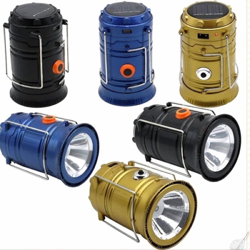 Lampu Emergency Solar Lentera Besar Tarik + Senter + Powerbank