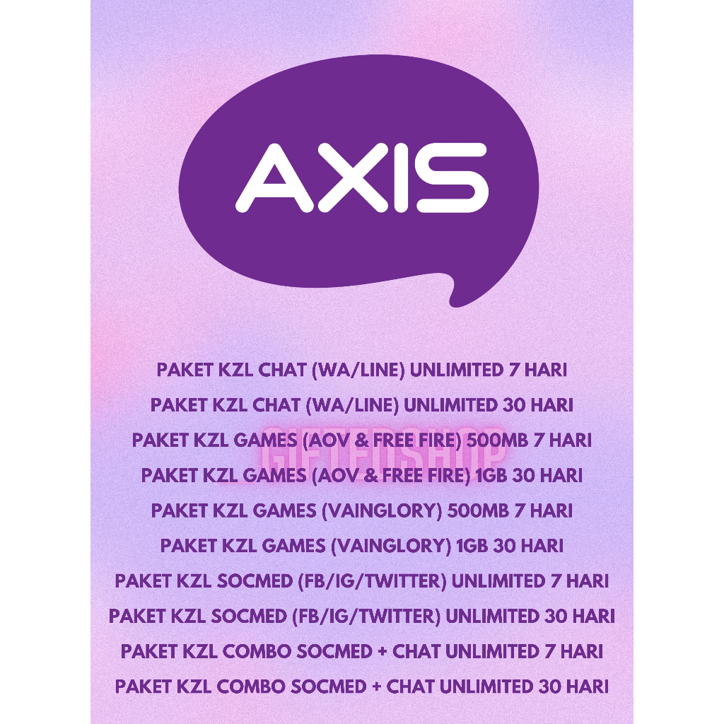 Paket KZL AXIS Bronet Games Chat SocMed