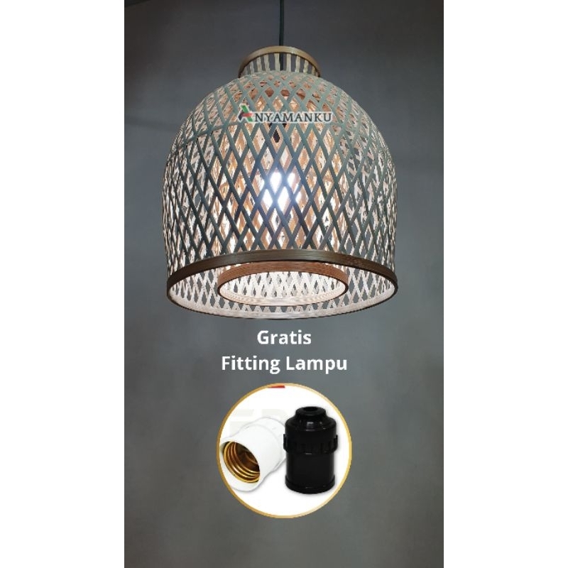 Kap lampu dari bambu/lampu gantung bambu/kap lampu dekorasi cafe/gerai surya/kap lampu gantung dekor